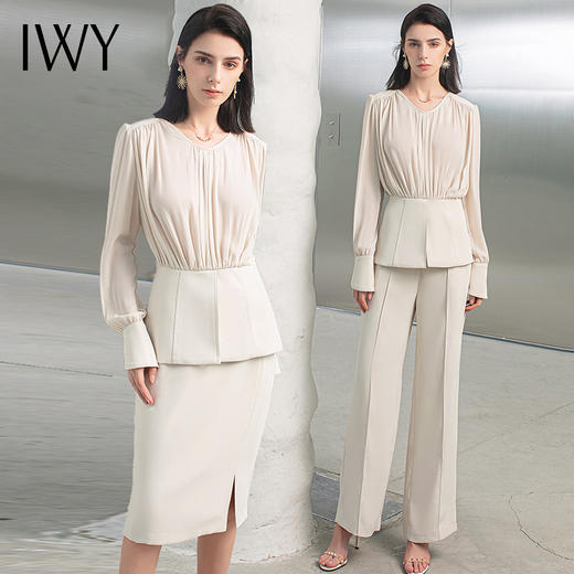 IWY/高级感衬衫套装女小众设计西装工作服高端白色商务职业装夏季CP1509 商品图4
