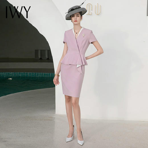 IWY/高端粉色连衣裙制服职业西装套装女气质时尚美容师前台工作装Q718 商品图4