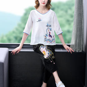 2022夏季新款复古中国风五分袖衬衫  YMF8272