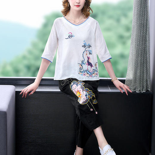 2022夏季新款复古中国风五分袖衬衫  YMF8272 商品图0