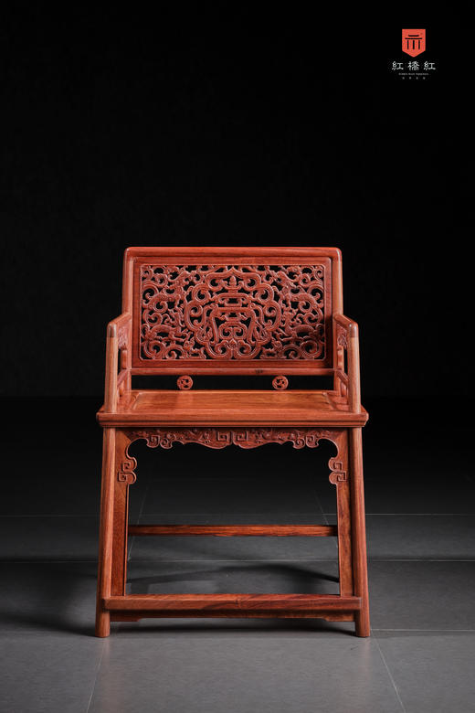 红桥红  家具严选  缅甸花梨（大果紫檀）【螭龙纹 玫瑰椅 三件套】 商品图1