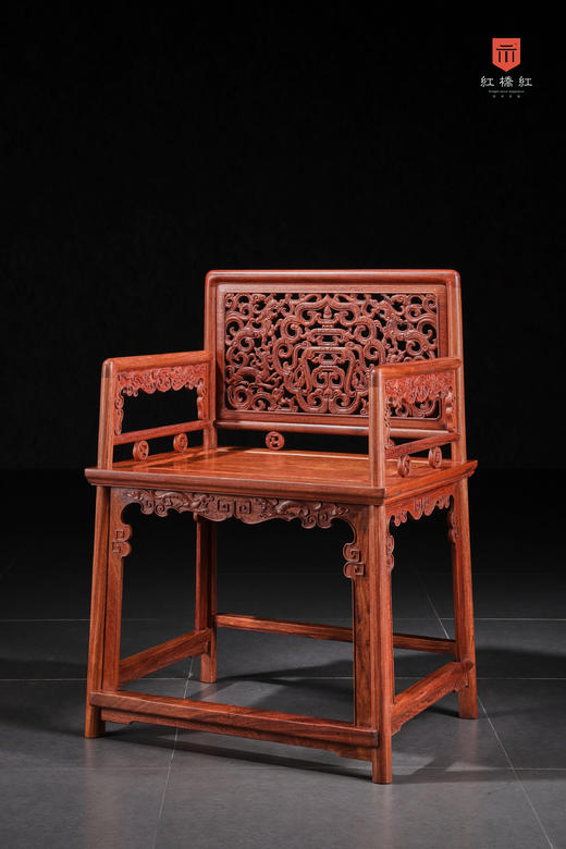 红桥红  家具严选  缅甸花梨（大果紫檀）【螭龙纹 玫瑰椅 三件套】 商品图4
