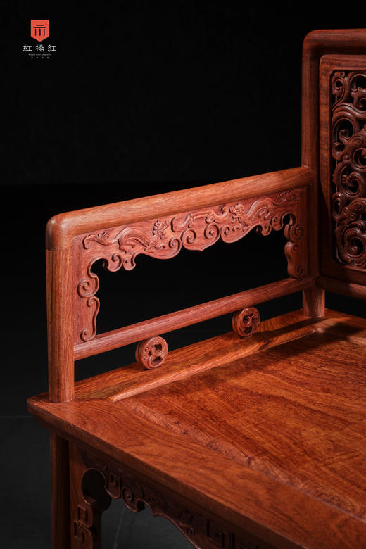 红桥红  家具严选  缅甸花梨（大果紫檀）【螭龙纹 玫瑰椅 三件套】 商品图5