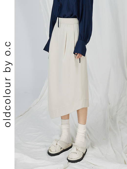 oldcolour不规则简约半身裙夏季新款显瘦遮胯设计感中长裙 商品图1