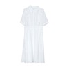 谜底2022夏新款复古荷叶边翻领压褶短袖白色天丝连衣裙222ML0691 商品缩略图4