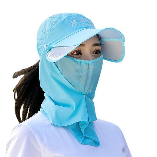 防晒帽子女夏遮脸护颈防紫外线太阳帽骑车户外遮全脸大沿遮阳帽男 WQ-25-BC拉板 商品图4