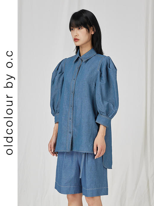 oldcolour宽松显瘦泡泡袖上衣夏新款设计感小众休闲衬衫女 商品图2