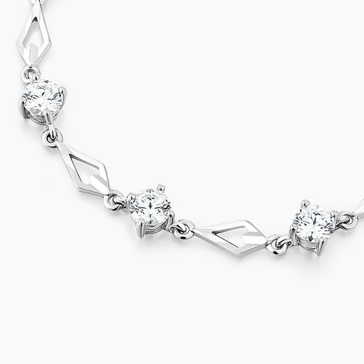 【999银】 卡蒂罗KADER 菱光之恋手链 满钻锆石手饰 轻奢百搭拼接链 999银 手链 女款 银白色 礼盒款 商品图2