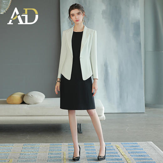 女总裁范白色西装套装女高端职业装无袖内搭连衣裙时尚商务正装 商品图0