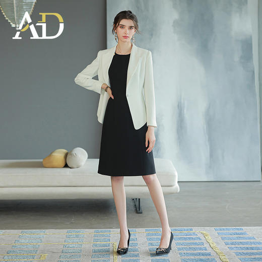 女总裁范白色西装套装女高端职业装无袖内搭连衣裙时尚商务正装 商品图2