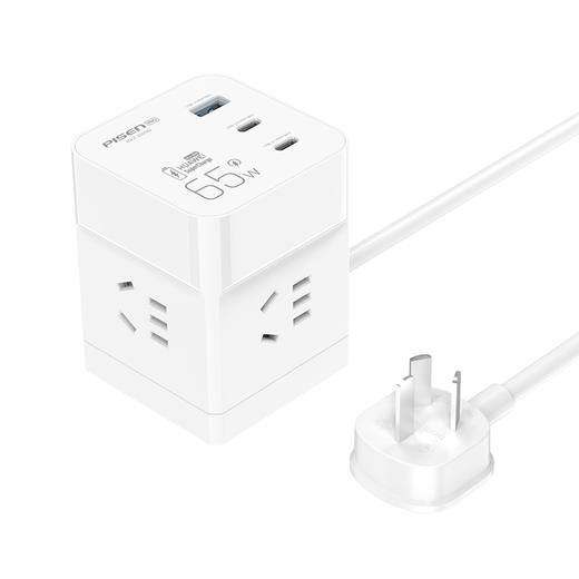 品胜 65W智能快充魔方插座HK43 华为原装超级快充模块 SCP超级快充 手机笔记本快充 大孔距充电不打挤 创意插线板 1.8米线长 商品图6