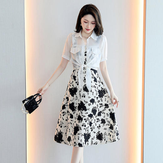 夏季法式，气质吊带碎花连衣裙小个子两件套HR-ZRX5128 商品图3