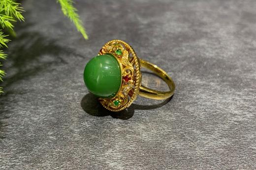 【御珠宫坊】金镶碧玉戒指 商品图4