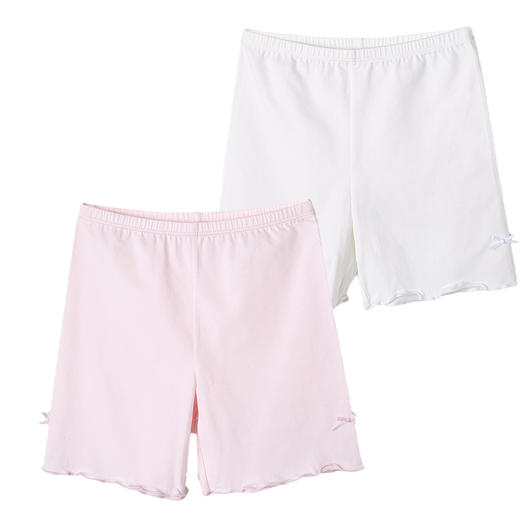 笛莎Deesha 女童安全裤2022夏季新款女孩儿童甜美舒适木耳边防走光两条装 商品图3