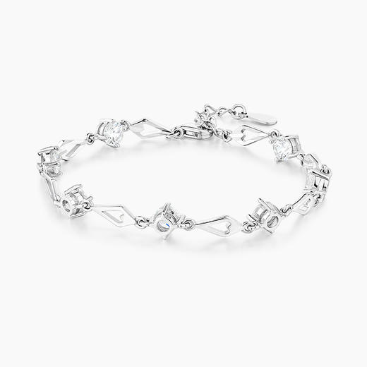 【999银】 卡蒂罗KADER 菱光之恋手链 满钻锆石手饰 轻奢百搭拼接链 999银 手链 女款 银白色 礼盒款 商品图1