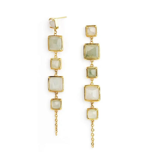 天然翡翠 方形长耳飾 TRACEY CHEN 商品图1