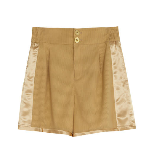 谜底小个子短裤2022夏季新款复古细条纹拼接休闲短裤女222MK0659 商品图4