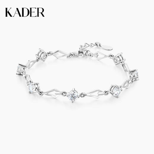 【999银】 卡蒂罗KADER 菱光之恋手链 满钻锆石手饰 轻奢百搭拼接链 999银 手链 女款 银白色 礼盒款 商品图0