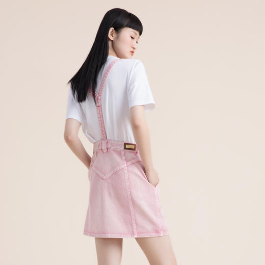 谜底2022夏季新款可拆卸背带短A廓形机车线纯棉牛仔半裙222MB0658 商品图2