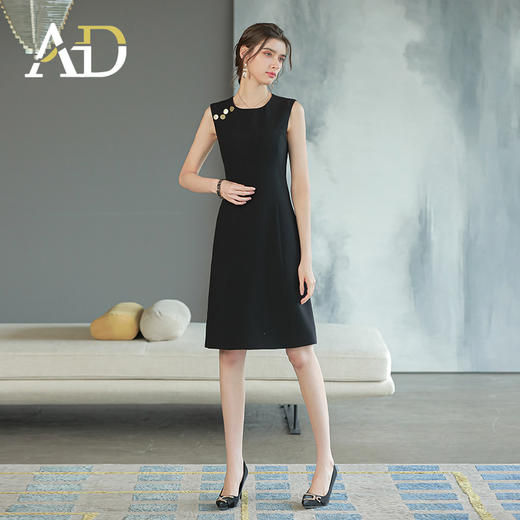 高端无袖西装连衣裙女显瘦a字裙时尚赫本风小黑裙气质OL职业装 商品图2