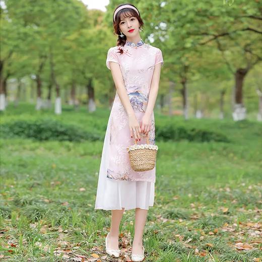 新款中国风，复古绣花奥戴民族风立领旗袍妈妈装CJS60113 商品图0