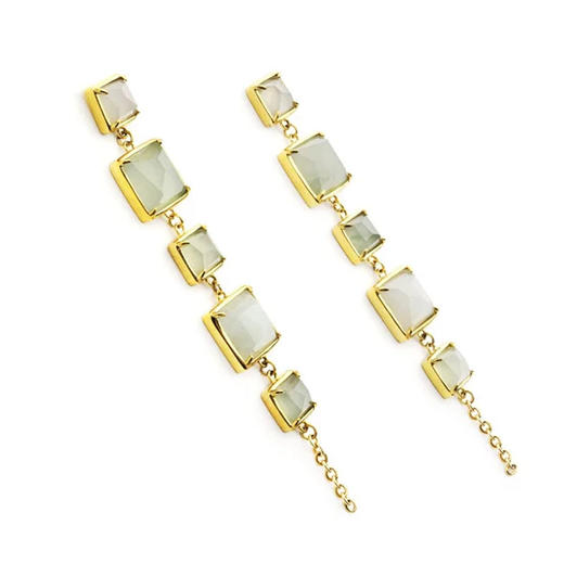 天然翡翠 方形长耳飾 TRACEY CHEN 商品图3