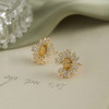 Oflye潮流饰品 向日葵耳环女锆石镶嵌花朵耳钉新款时尚甜美少女饰品 商品缩略图3
