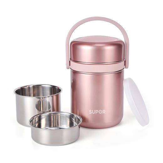 苏泊尔 保温饭盒高汤宝系列保温提锅 KF15A10玫瑰金1.5L 商品图2