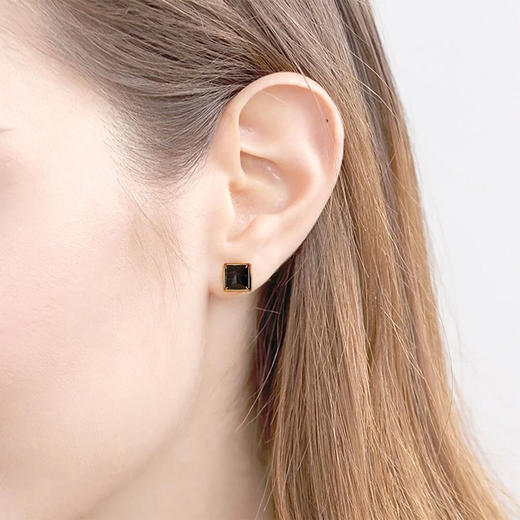 天然墨翡翠翡翠 小方耳钉 台湾设计师品牌Tracey Chen 商品图1