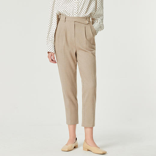 Famecoco范可儿别致女休闲裤高腰垂感气质舒服直筒裤F225GA018 商品图0