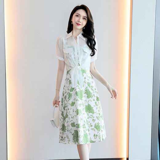 夏季法式，气质吊带碎花连衣裙小个子两件套HR-ZRX5128 商品图1