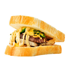 厚厚吐司牛肉饼三明治