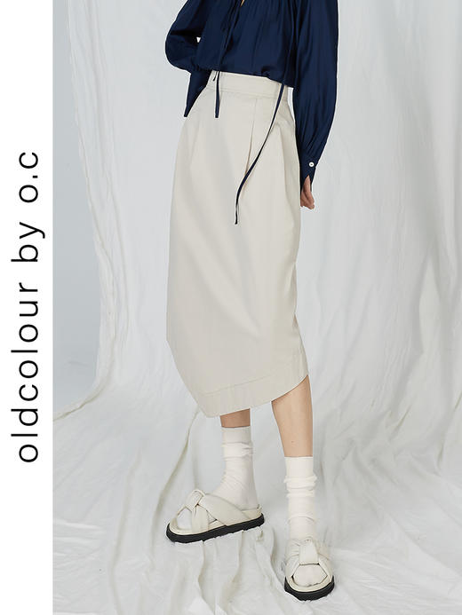 oldcolour不规则简约半身裙夏季新款显瘦遮胯设计感中长裙 商品图3