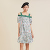谜底露肩吊带裙2022夏季新款复古碎花纯棉短袖连衣裙222ML0735 商品缩略图0