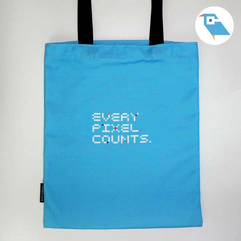 动画学术趴原创！像素风蓝色文艺帆布袋！每个像素都是焦点，<可爱透了>系列周边