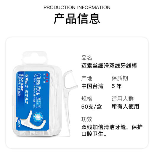 【中欧班列精选】台湾迈索斯牙线棒 细滑双线 木糖醇薄荷扁线 竹炭扁线 牙签刷 商品图4