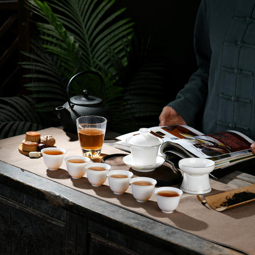 【中国红送礼佳品】珍瓷窑 羊脂玉 功夫茶具套装 红色礼盒装 商品图6