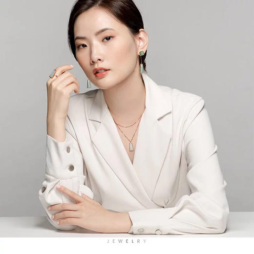 天然翡翠 梯形柱型耳掛 台湾设计师品牌Tracey Chen 商品图1