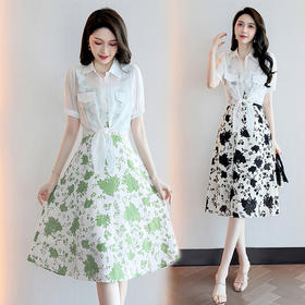 夏季法式，气质吊带碎花连衣裙小个子两件套HR-ZRX5128