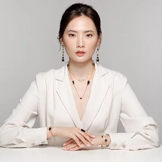 天然墨翡翠+白翡翠 湖水绿翡翠长耳饰 TRACEY CHEN 商品图2