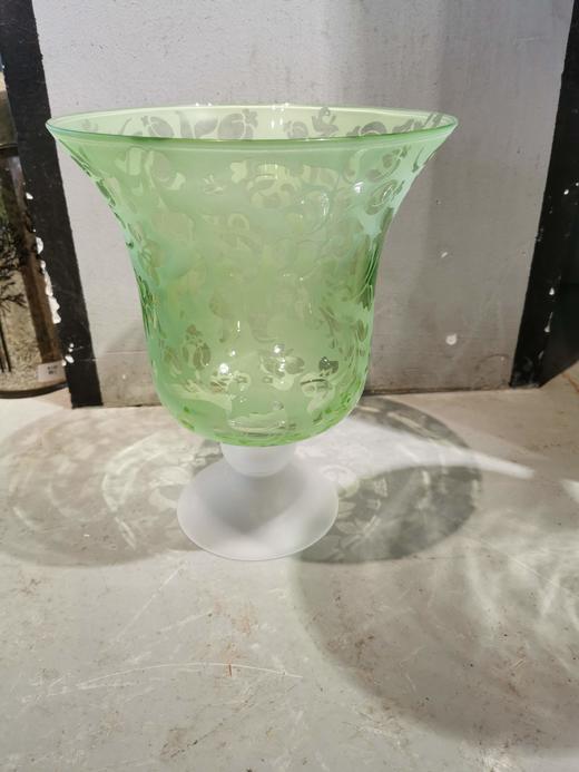 高脚玻璃瓶白绿色 商品图0