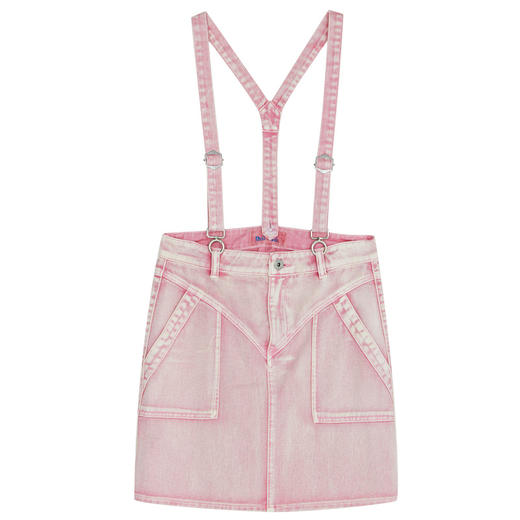 谜底2022夏季新款可拆卸背带短A廓形机车线纯棉牛仔半裙222MB0658 商品图4