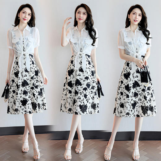 夏季法式，气质吊带碎花连衣裙小个子两件套HR-ZRX5128 商品图2