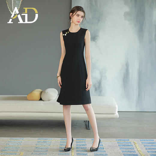高端无袖西装连衣裙女显瘦a字裙时尚赫本风小黑裙气质OL职业装 商品图3