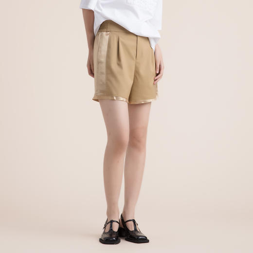 谜底小个子短裤2022夏季新款复古细条纹拼接休闲短裤女222MK0659 商品图1