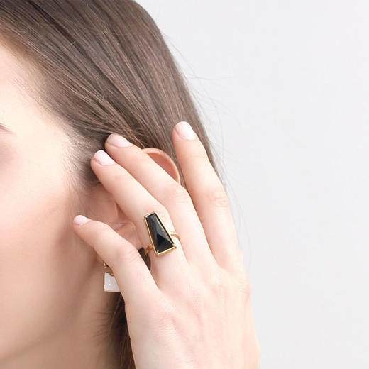 天然翡翠 墨翡翠梯形戒指 台湾设计师品牌Tracey Chen 商品图4