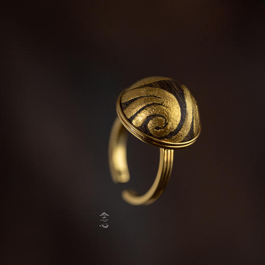 戒指 | 沉香半圆描金戒指 商品图1