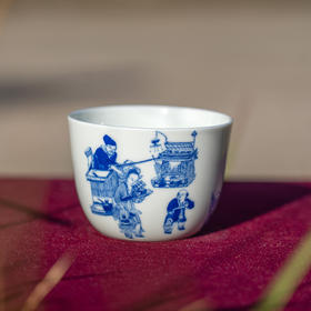 青花斗茶图直口杯