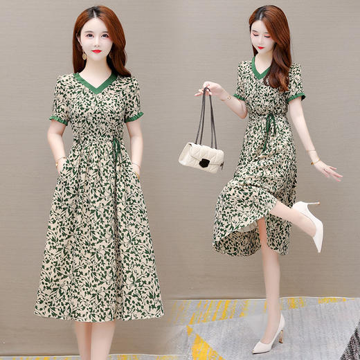 YWE YJ22J128贵夫人短袖碎花连衣裙【优】 商品图0