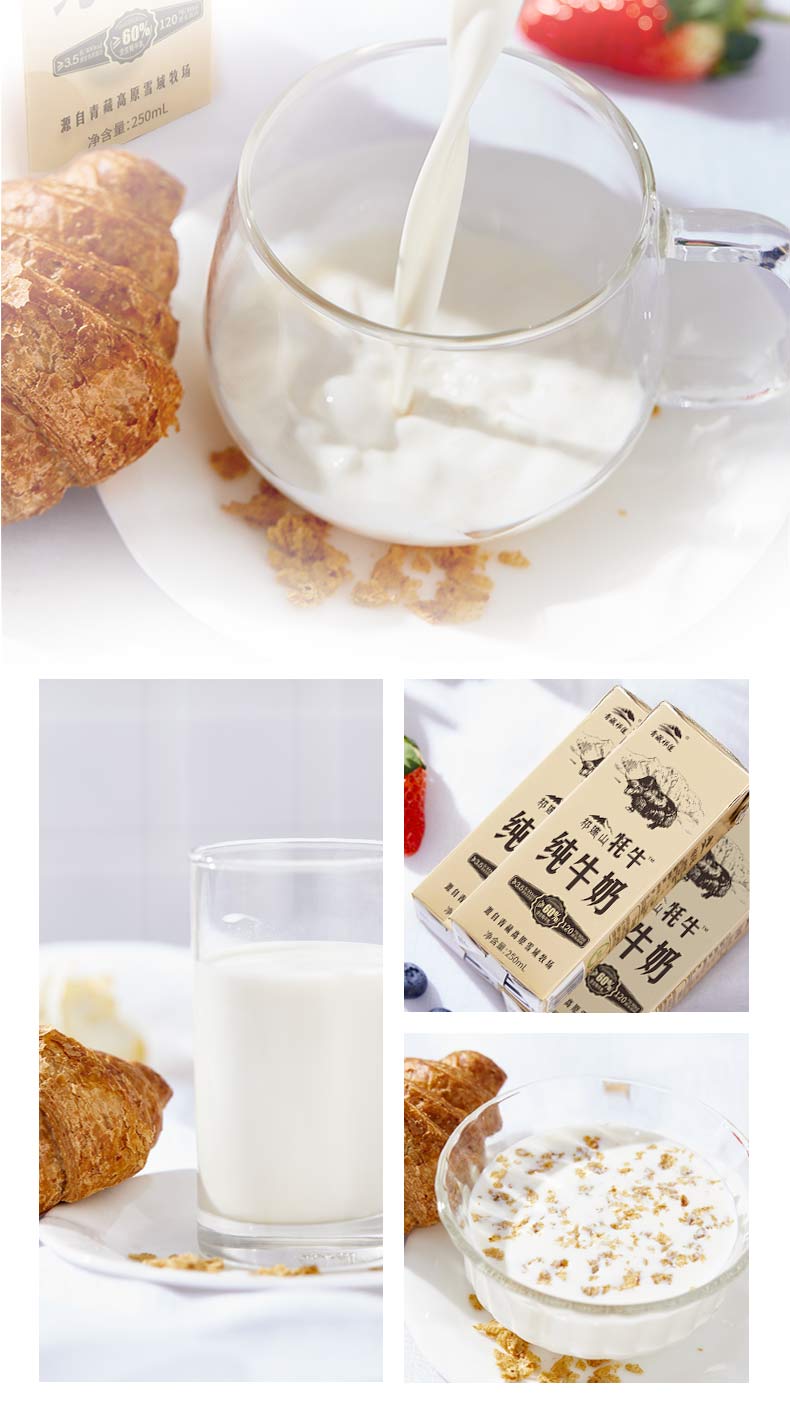 体验装青藏祁莲祁连山牦牛纯牛奶牦牛乳含量60250ml3支